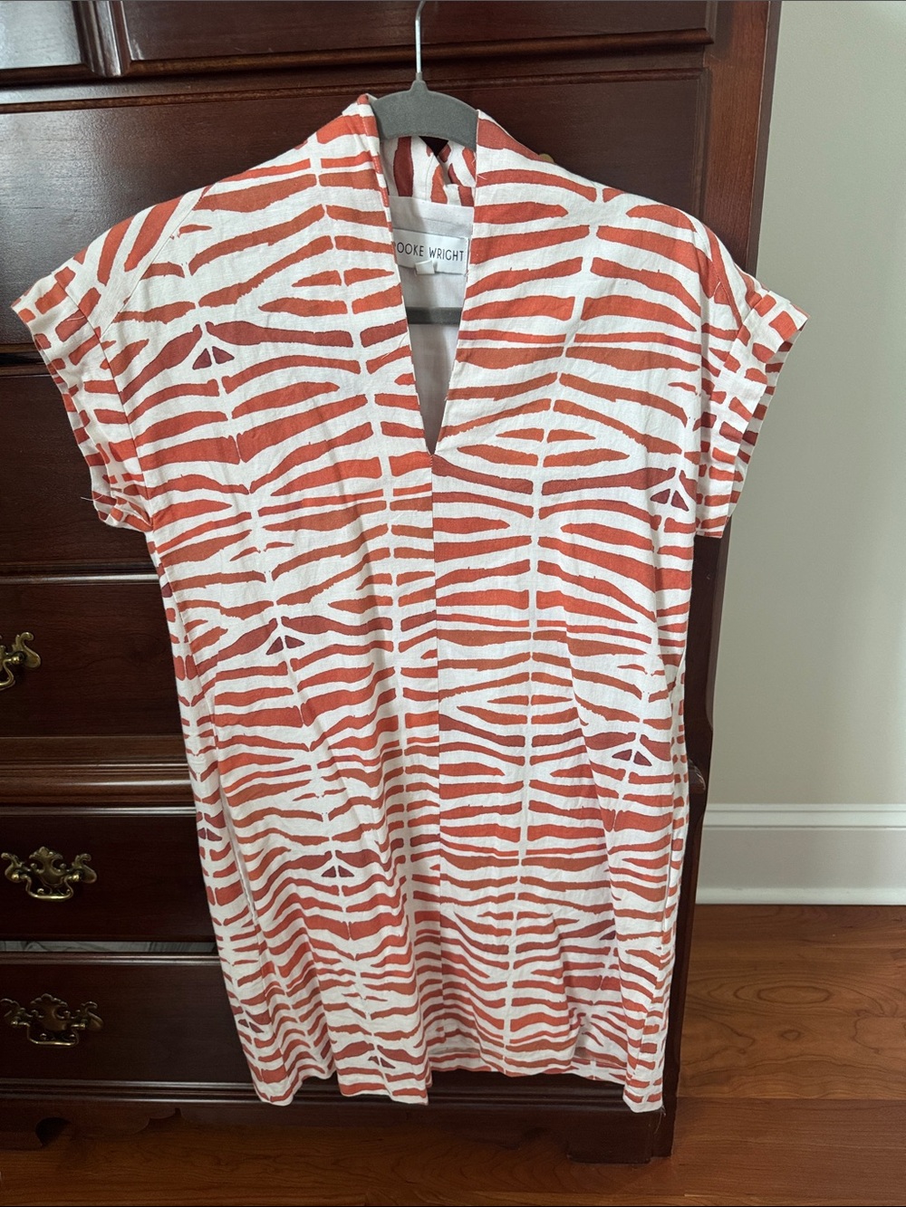 Brooke Wright Coral & White Zebra Print V-Neck Dress